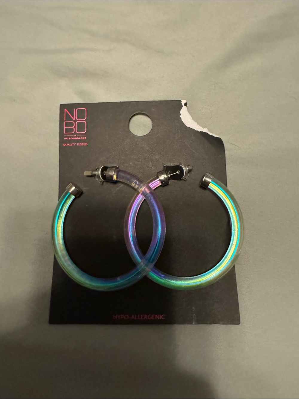 NOBO Iridescent Hoop Earrings - Blue Green Purple